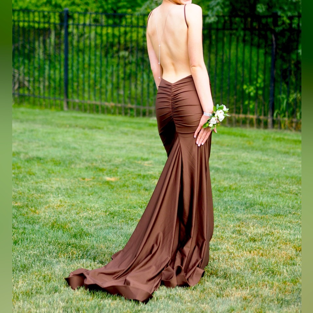 Atria brown prom gown